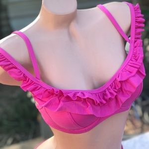 Barbie Pink bikini swimsuit Betsey Johnson ruffle
